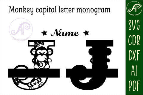 Monkey Capital Monogram Letter J SVG SVG APInspireddesigns 
