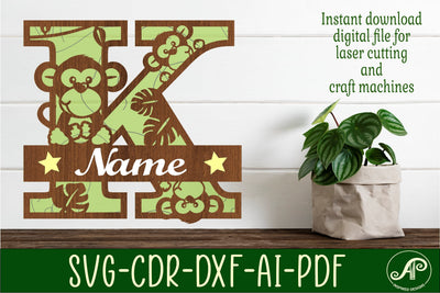 Monkey Capital Monogram Letter K SVG SVG APInspireddesigns 