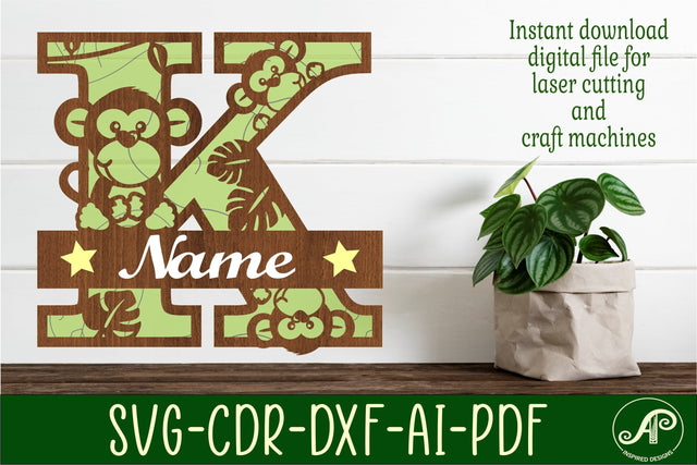 Monkey Capital Monogram Letter K SVG SVG APInspireddesigns 