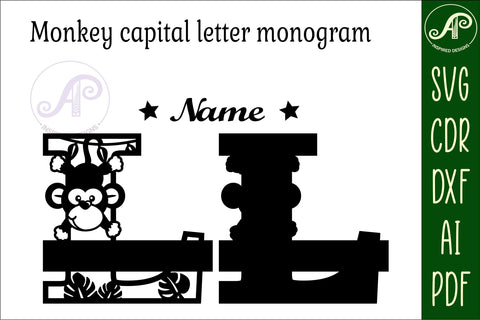 Monkey Capital Monogram Letter L SVG SVG APInspireddesigns 