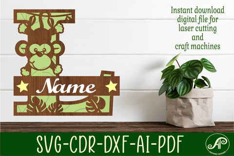 Monkey Capital Monogram Letter L SVG SVG APInspireddesigns 