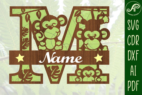 Monkey Capital Monogram Letter M SVG SVG APInspireddesigns 