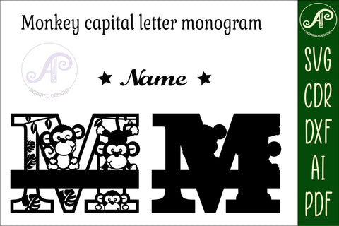 Monkey Capital Monogram Letter M SVG SVG APInspireddesigns 