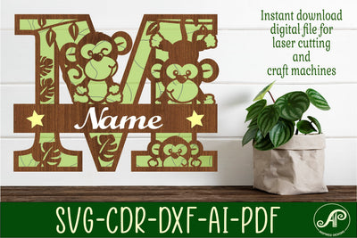 Monkey Capital Monogram Letter M SVG SVG APInspireddesigns 