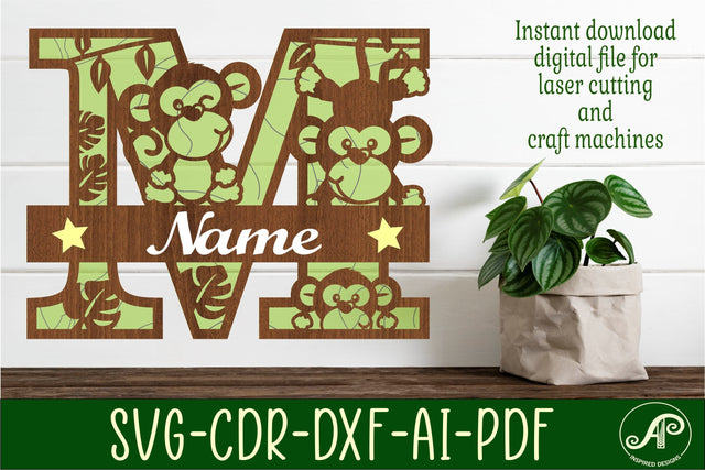 Monkey Capital Monogram Letter M SVG SVG APInspireddesigns 