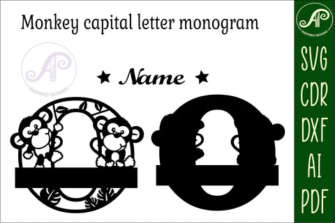 Monkey Capital Monogram Letter O SVG SVG APInspireddesigns 