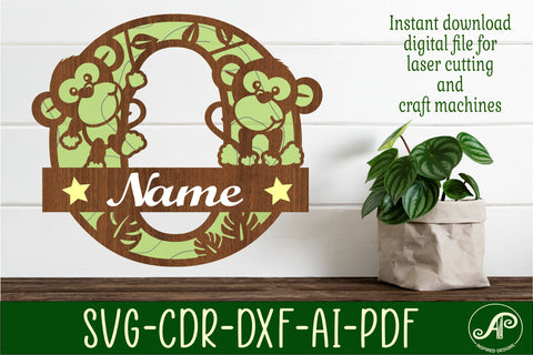 Monkey Capital Monogram Letter O SVG SVG APInspireddesigns 