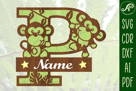 Monkey Capital Monogram Letter P SVG SVG APInspireddesigns 