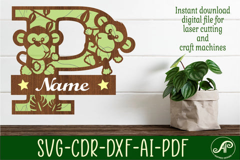 Monkey Capital Monogram Letter P SVG SVG APInspireddesigns 