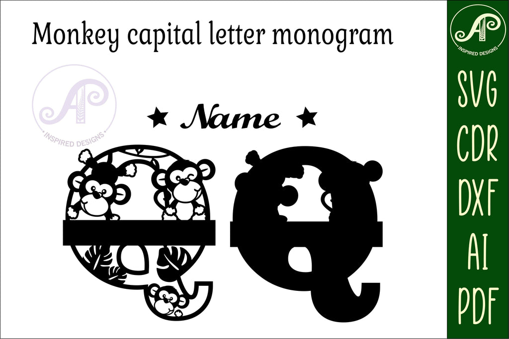Monkey Capital Monogram Letter Q SVG - So Fontsy