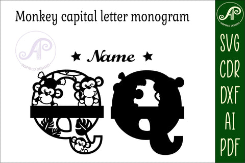 Monkey Capital Monogram Letter Q SVG SVG APInspireddesigns 