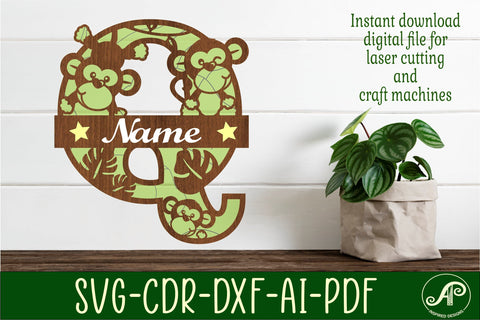 Monkey Capital Monogram Letter Q SVG SVG APInspireddesigns 