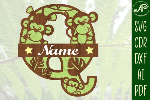 Monkey Capital Monogram Letter Q SVG SVG APInspireddesigns 