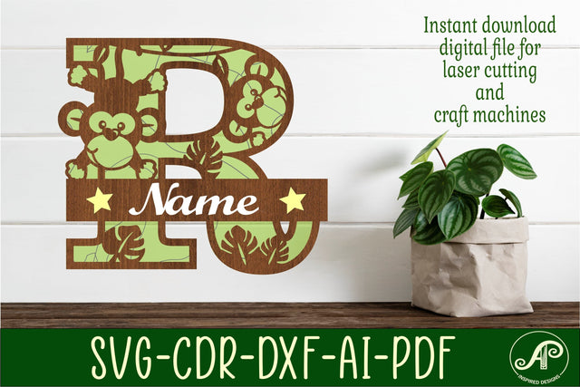 Monkey Capital Monogram Letter R SVG SVG APInspireddesigns 