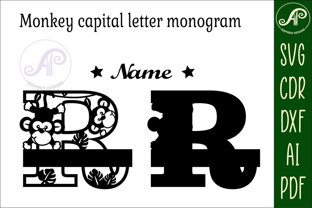 Monkey Capital Monogram Letter R SVG - So Fontsy