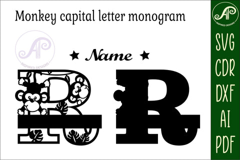 Monkey Capital Monogram Letter R SVG SVG APInspireddesigns 