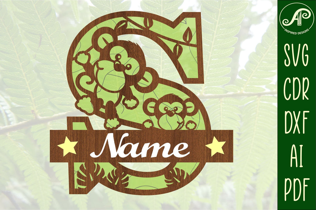 Monkey Capital Monogram Letter S SVG - So Fontsy