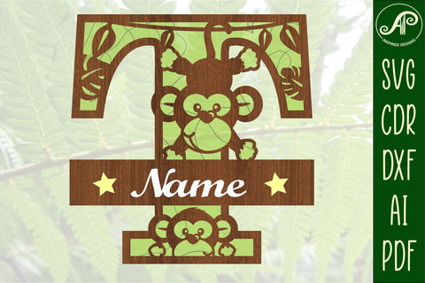 Monkey Capital Monogram Letter T SVG SVG APInspireddesigns 