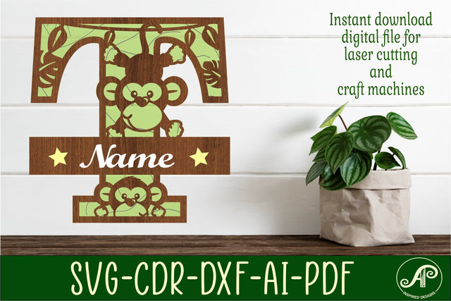 Monkey Capital Monogram Letter T SVG SVG APInspireddesigns 