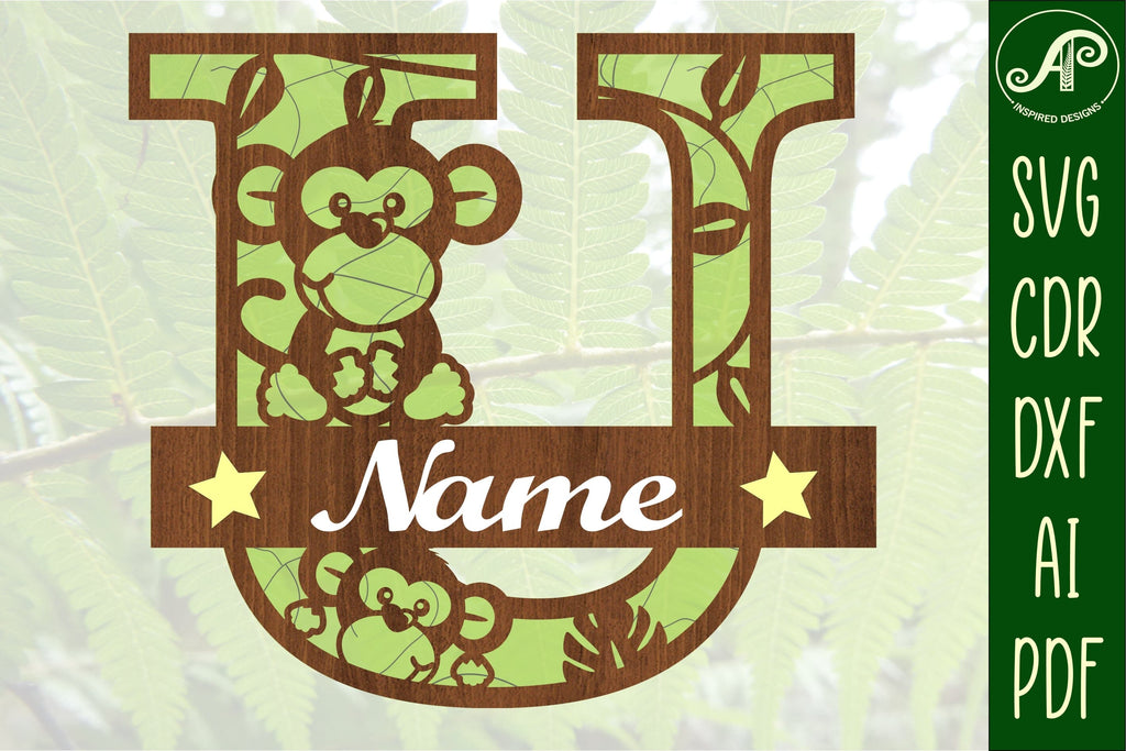 Monkey Capital Monogram Letter U SVG - So Fontsy
