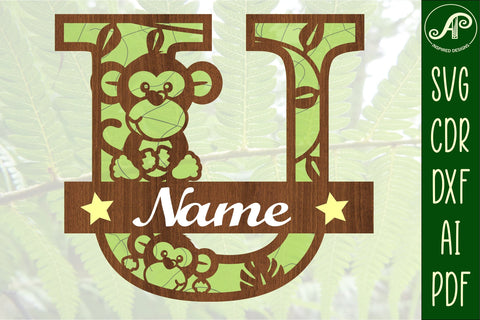 Monkey Capital Monogram Letter U SVG SVG APInspireddesigns 