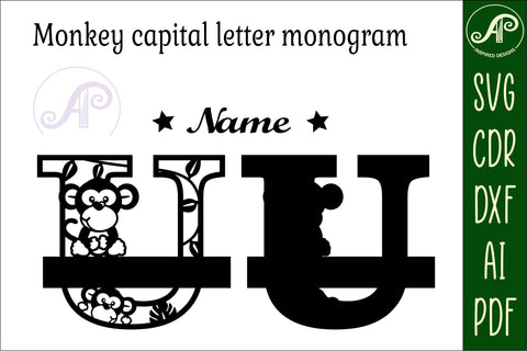 Monkey Capital Monogram Letter U SVG SVG APInspireddesigns 