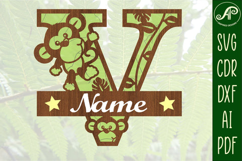 Monkey Capital Monogram Letter V SVG SVG APInspireddesigns 