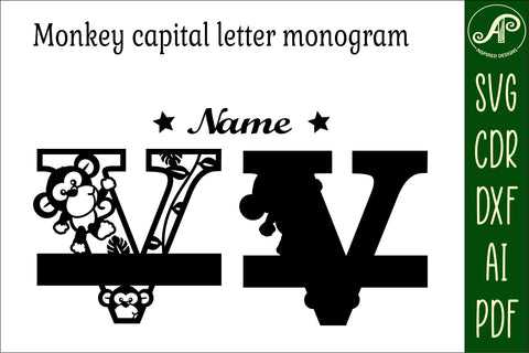 Monkey Capital Monogram Letter V SVG SVG APInspireddesigns 