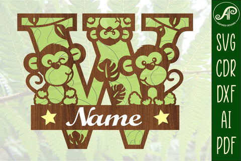 Monkey Capital Monogram Letter W SVG SVG APInspireddesigns 