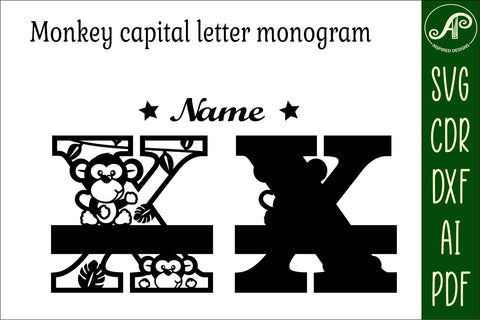 Monkey Capital Monogram Letter X SVG SVG APInspireddesigns 