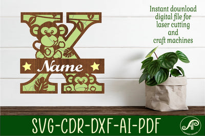 Monkey Capital Monogram Letter X SVG SVG APInspireddesigns 