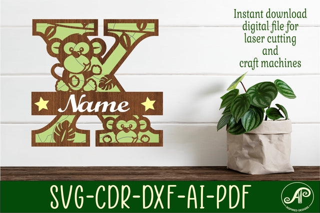 Monkey Capital Monogram Letter X SVG SVG APInspireddesigns 