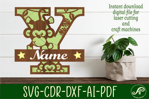 Monkey Capital Monogram Letter Y SVG SVG APInspireddesigns 