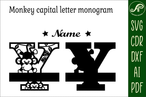 Monkey Capital Monogram Letter Y SVG SVG APInspireddesigns 