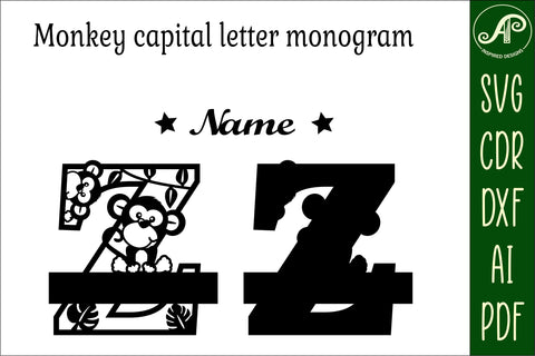 Monkey Capital Monogram Letter Z SVG SVG APInspireddesigns 