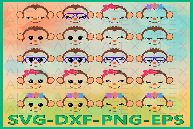 Monkey Face Svg, Animal face SVG AlexSVGStudio 