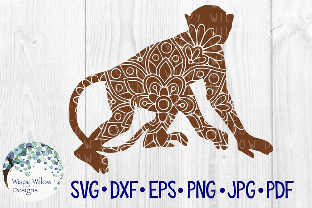 Monkey Floral Mandala SVG Wispy Willow Designs 