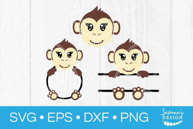 Monkey Monogram Bundle SVG SavanasDesign 