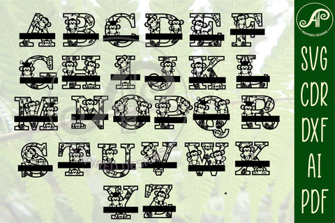 Monkey monogram letter Name signs 3 layer design SVG bundle SVG APInspireddesigns 