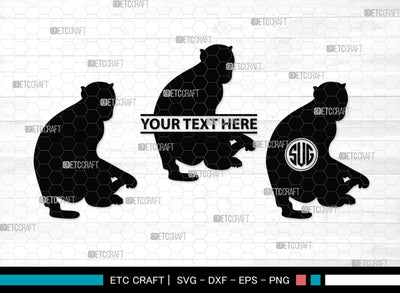 Monkey Monogram, Monkey Silhouette, Monkey SVG, Chimpanzee Svg, Gorilla Svg, Ape Svg, Chimp Svg, SB00294 SVG ETC Craft 