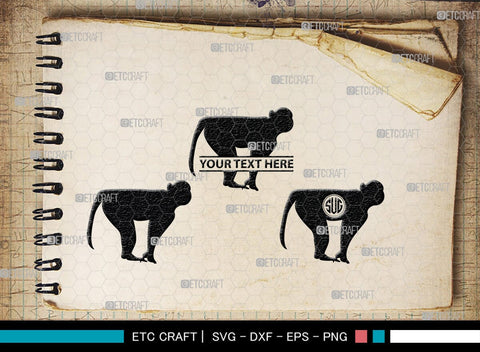 Monkey Monogram, Monkey Silhouette, Monkey SVG, Chimpanzee Svg, Gorilla Svg, Ape Svg, Chimp Svg, SB00294 SVG ETC Craft 