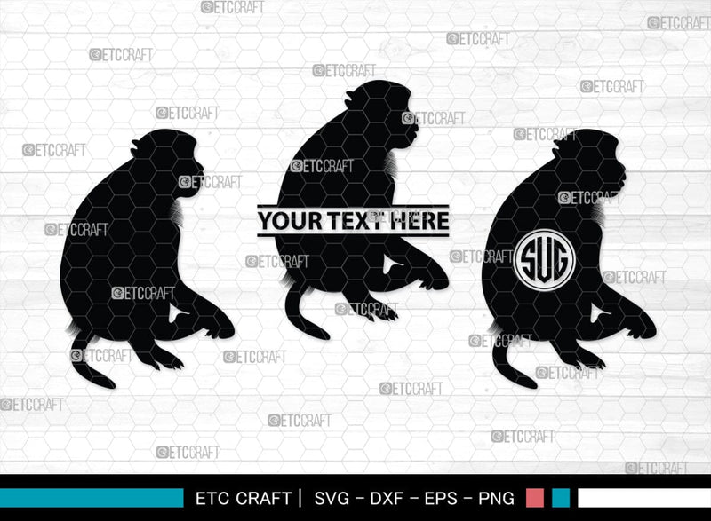 Monkey Monogram, Monkey Silhouette, Monkey SVG, Chimpanzee Svg, Gorilla ...