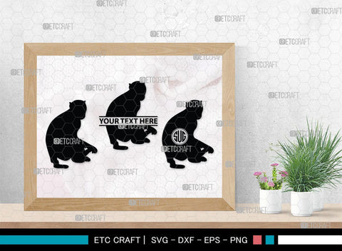 Monkey Monogram, Monkey Silhouette, Monkey SVG, Chimpanzee Svg, Gorilla Svg, Ape Svg, Chimp Svg, SB00294 SVG ETC Craft 