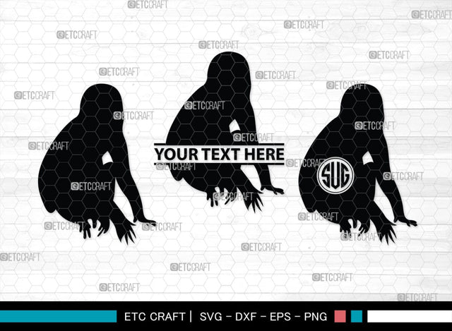 Monkey Monogram, Monkey Silhouette, Monkey SVG, Chimpanzee Svg, Gorilla Svg, Ape Svg, Chimp Svg, SB00294 SVG ETC Craft 