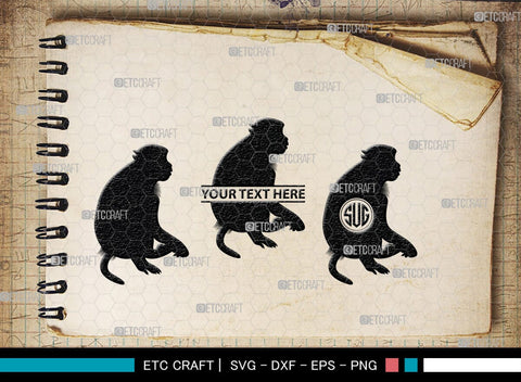 Monkey Monogram, Monkey Silhouette, Monkey SVG, Chimpanzee Svg, Gorilla Svg, Ape Svg, Chimp Svg, SB00294 SVG ETC Craft 