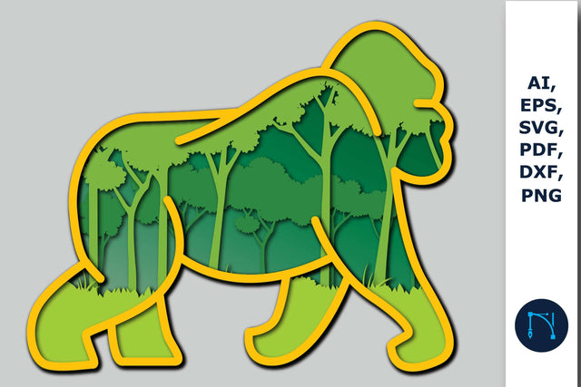 monkey SVG – 3D Layered Animal SVG SVG MD JOYNAL ABDIN 