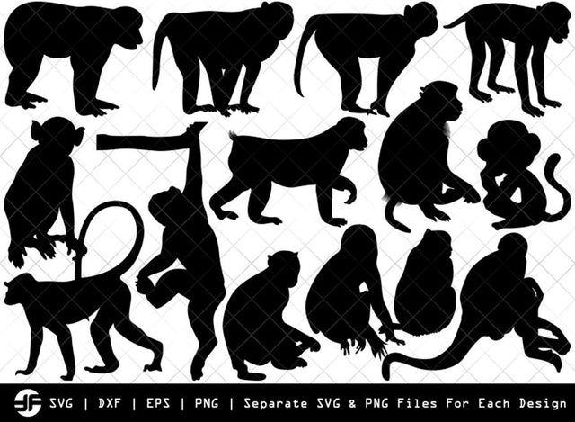 Monkey SVG | Animal SVG | Silhouette Bundle | SVG Cut File SVG ETC Craft 