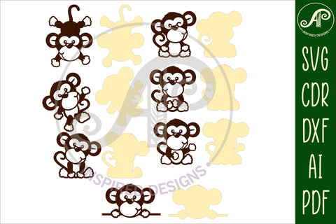 Monkey two layer laser cut SVG files SVG APInspireddesigns 