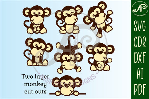 Monkey two layer laser cut SVG files SVG APInspireddesigns 