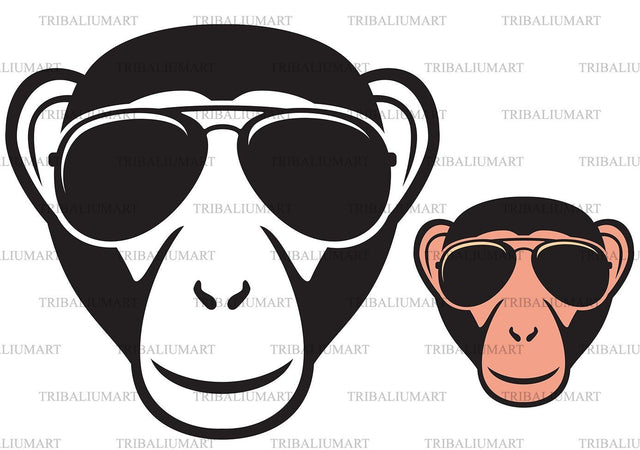 Monkey with aviator sunglasses SVG TribaliumArtSF 